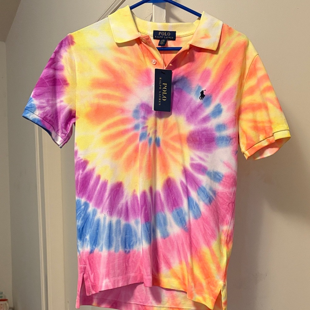 NWT Polo Ralph Lauren Tie-Dye Polo Shirt kids size Large (14-16)